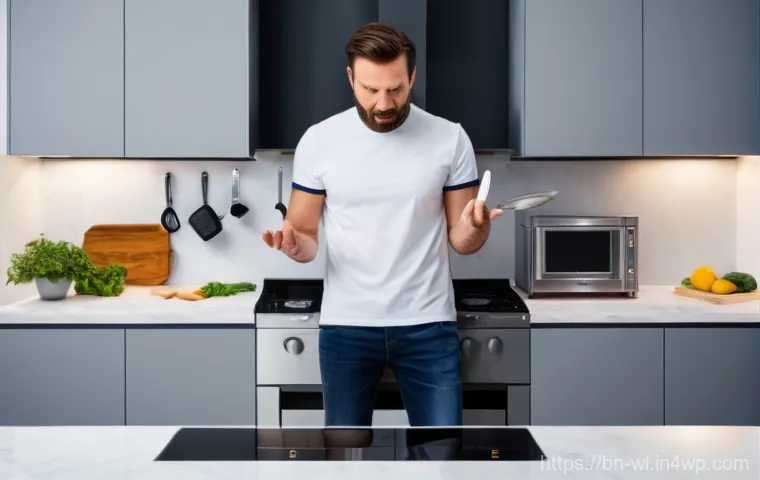 스마트 주방의 기술적 한계 - Image Prompt 1: The Disconnected Smart Kitchen**
